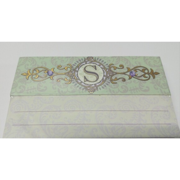 Punch Studio Jeweled Green Paisley S Monogram Goose Butterfly Magnetic Notepad - Picture 2 of 8